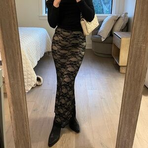 Fashion Nova Black Lace Maxi Skirt